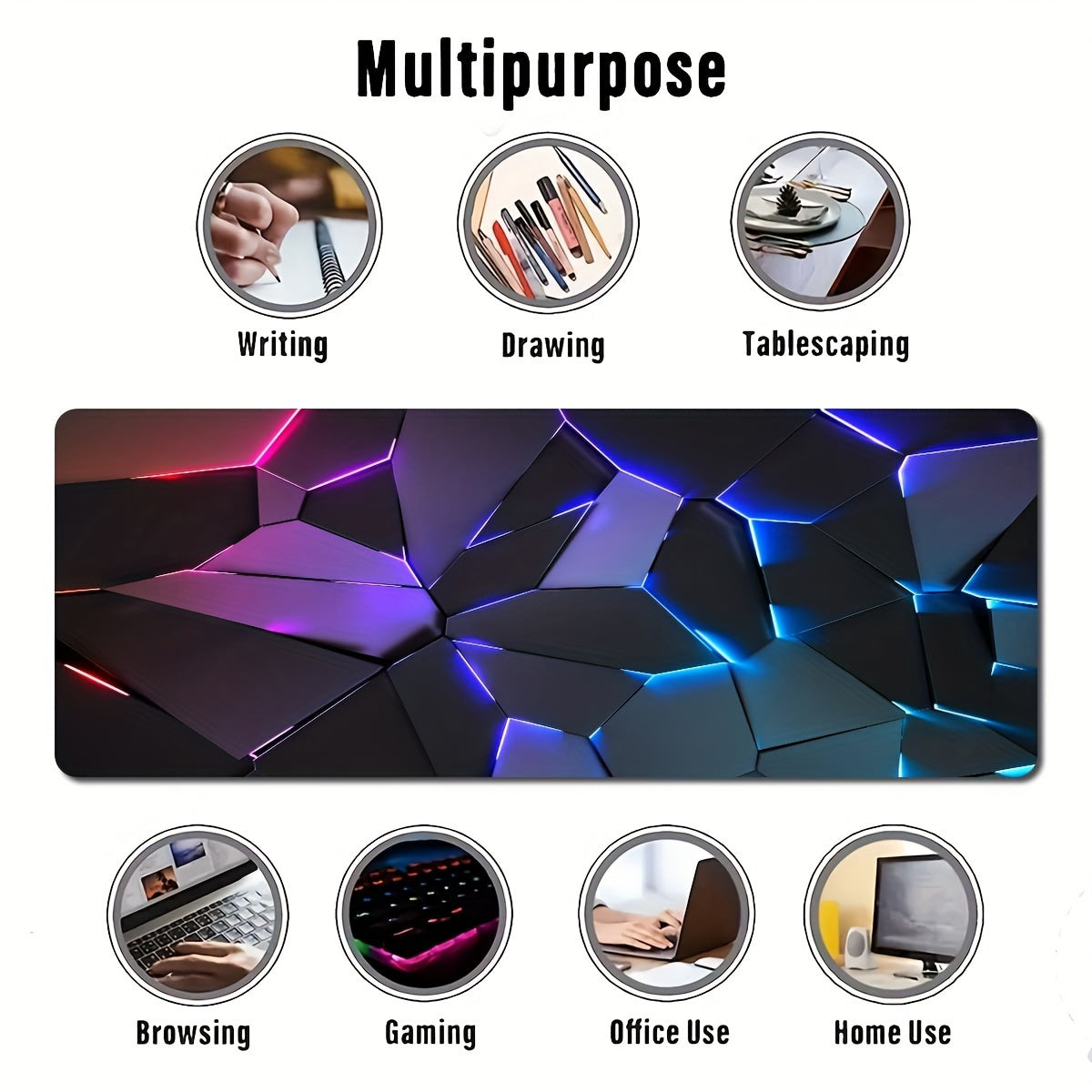 Durable Geometric Gaming Mouse Pad