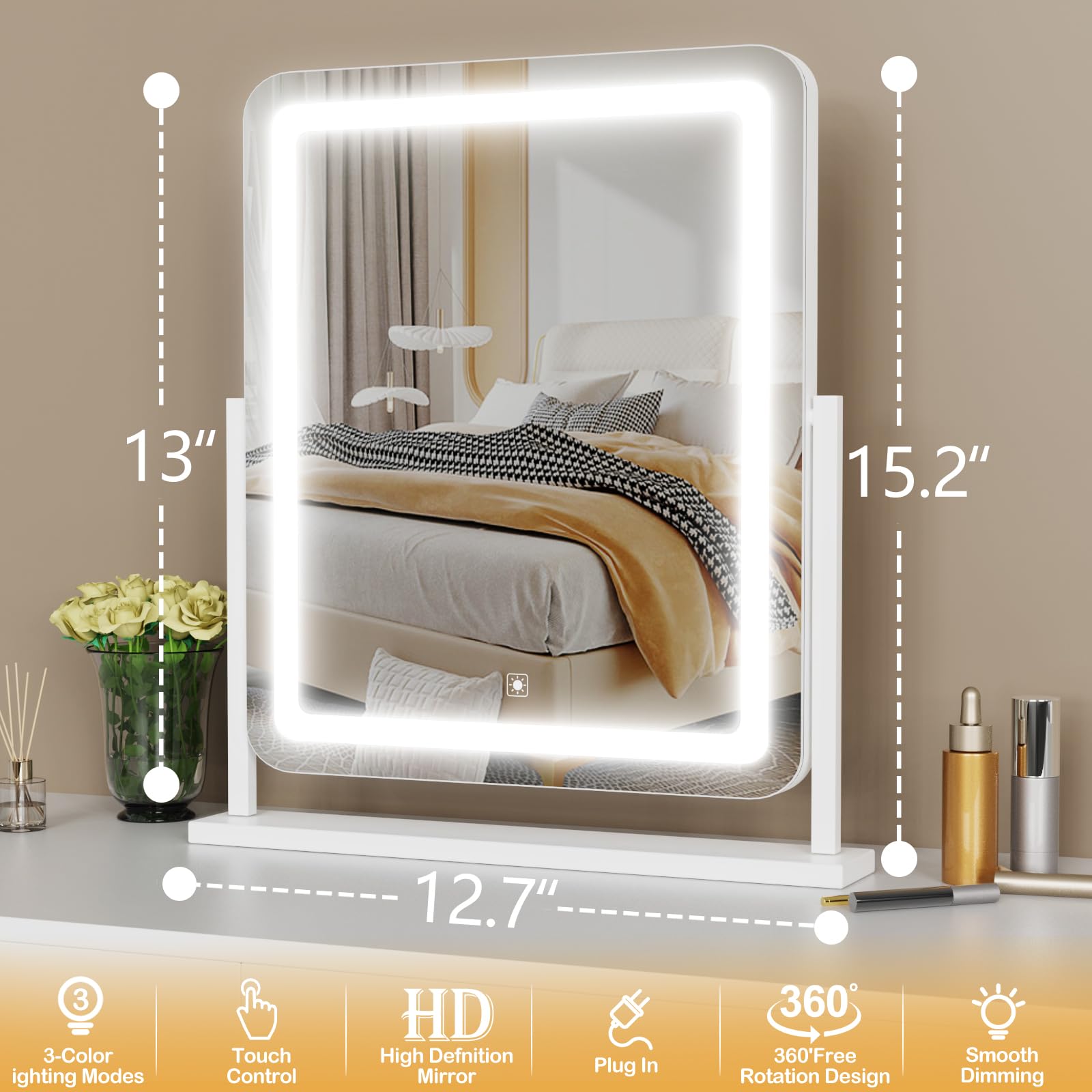 15.2" LED Makeup Vanity Mirror with Lights