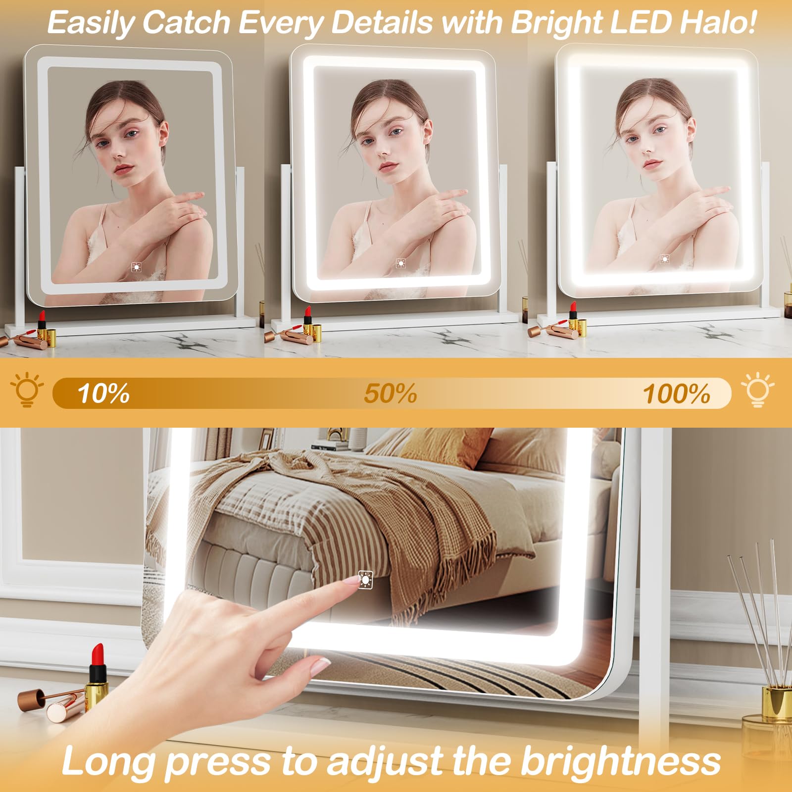 15.2" LED Makeup Vanity Mirror with Lights