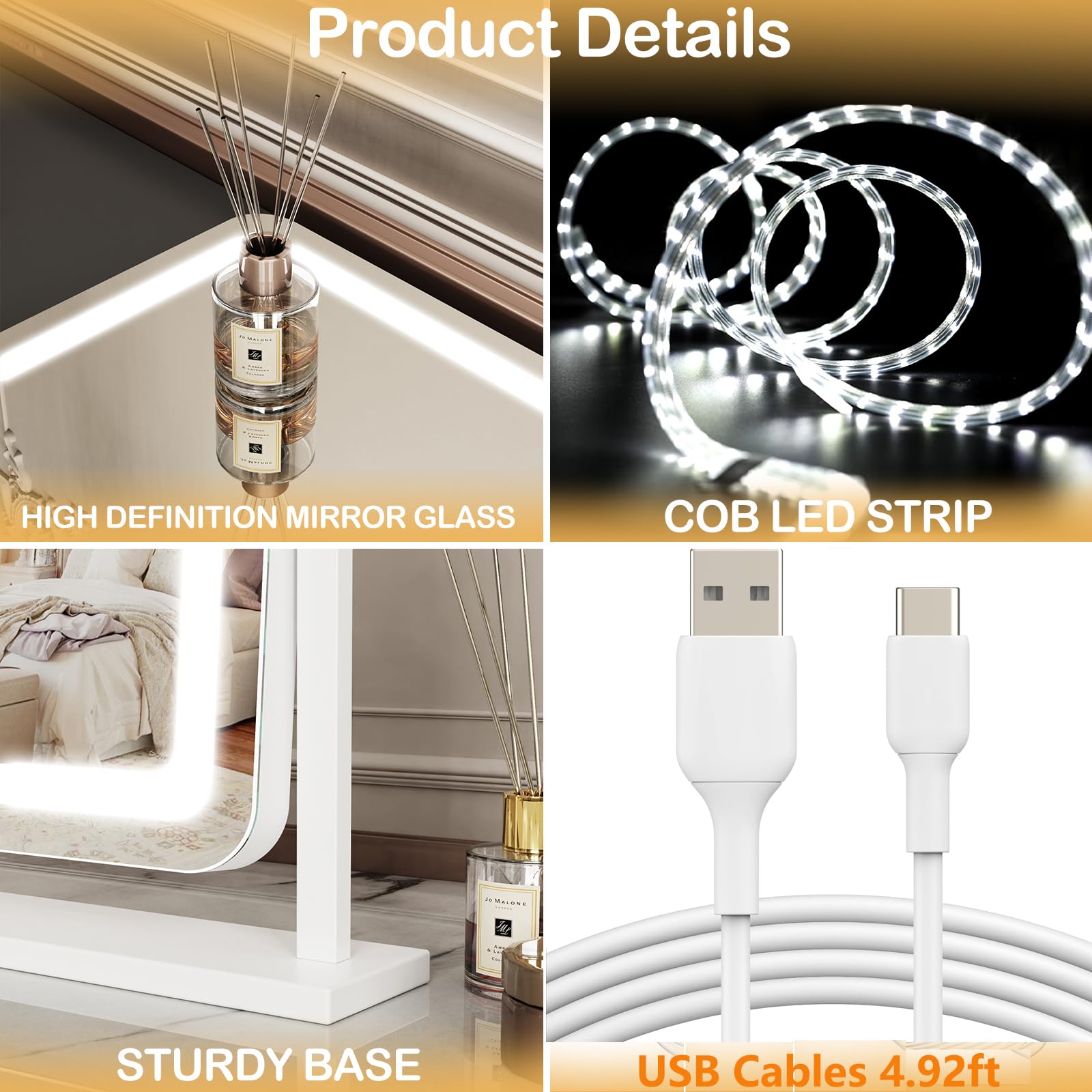 15.2" LED Makeup Vanity Mirror with Lights