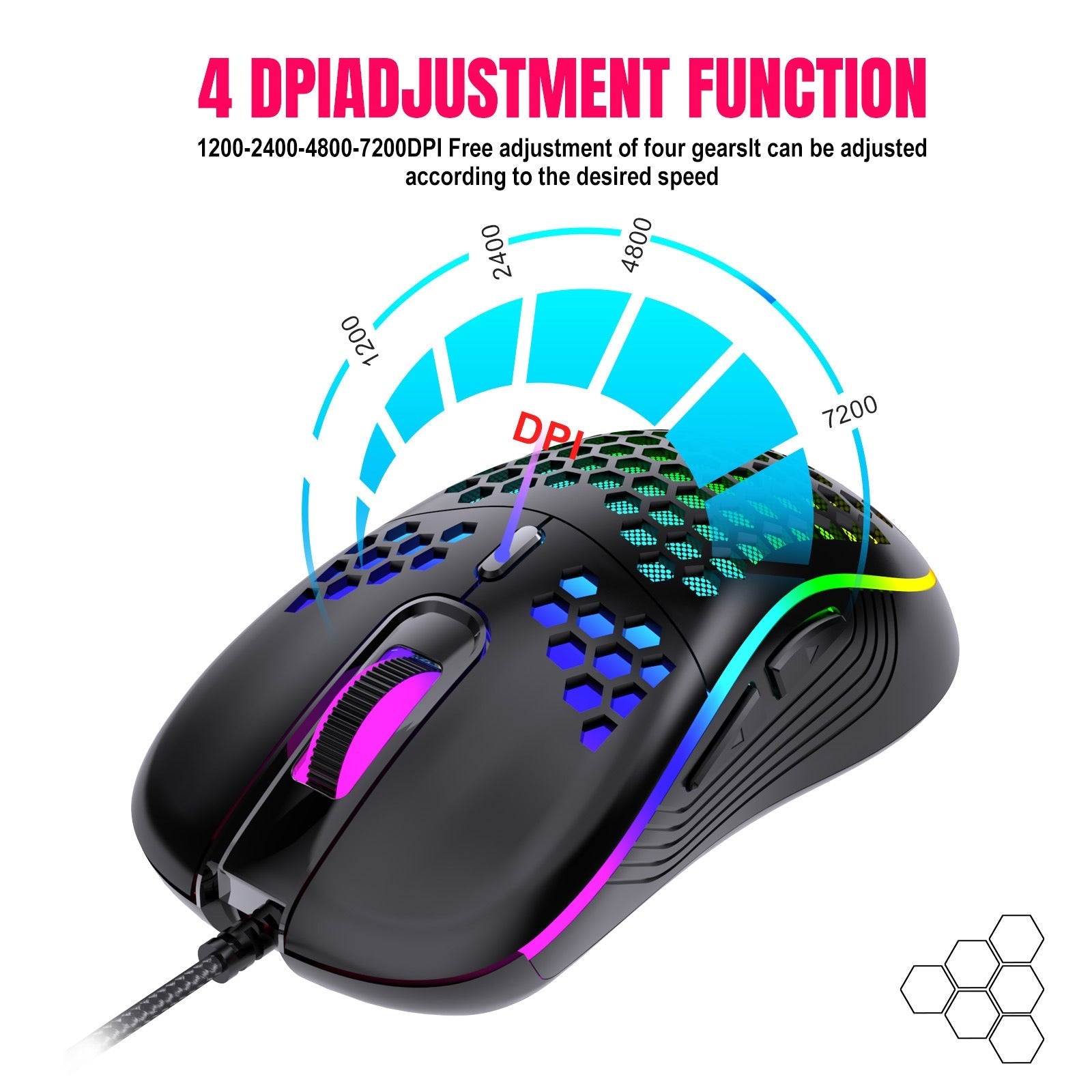 Lightweight Wired Gaming Mouse with RGB Lights