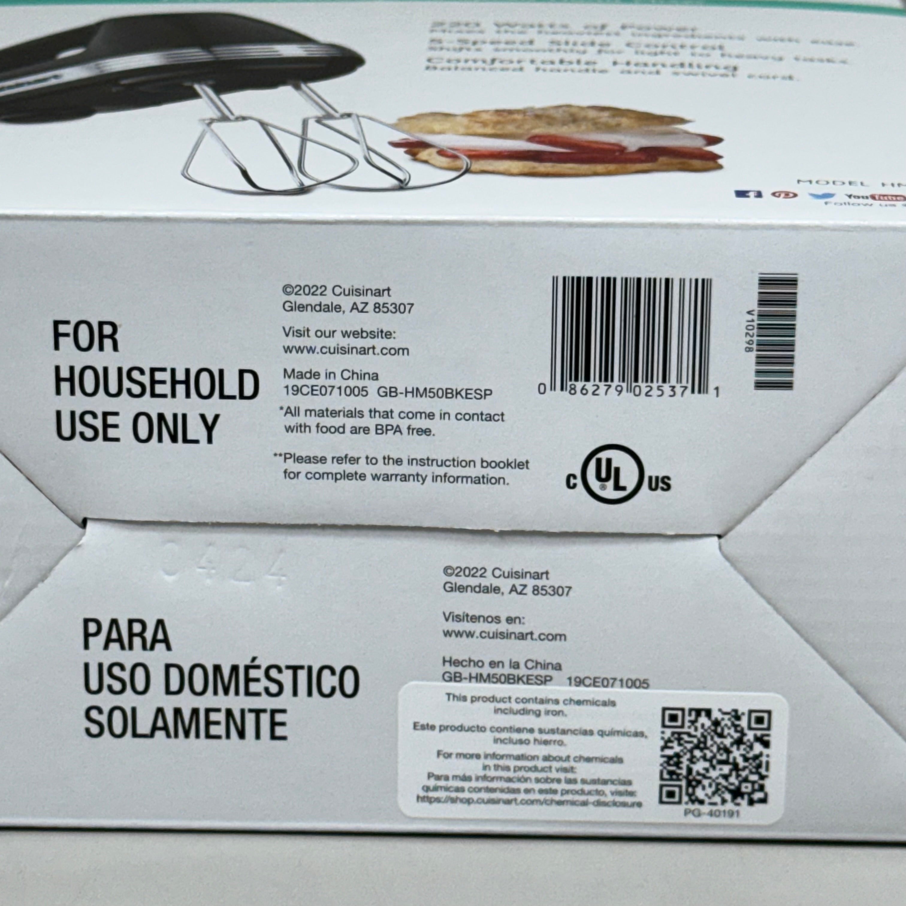 CUISINART Power Advantage 5-Speed Hand Mixer 220 Watt Black HM-50BK